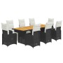 Set de mesa y sillas de jardín 9 pzas y cojines ratán PE negro en Conjuntos de jardín | Comprar online en Foru.es