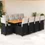 Set de mesa y sillas de jardín y cojines 11 pzas ratán PE negro en Conjuntos de jardín | Comprar online en Foru.es