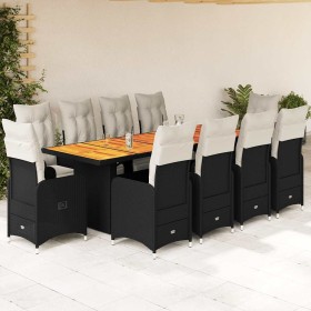 Set de mesa y sillas de jardín y cojines 11 pzas ratán PE negro en Conjuntos de jardín | Comprar online en Foru.es