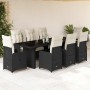 Set de mesa y sillas de jardín 9 pzas y cojines ratán PE negro en Conjuntos de jardín | Comprar online en Foru.es