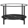 Mesa de centro vidrio templado negro y mármol negro 70 cm de vidaXL, Mesas auxiliares - Ref: Foro24-331619, Precio: 87,76 €, ...