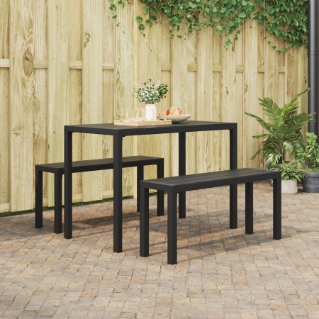 Juego de Comedor de Jardín de 3 Piezas de en Acero y WPC Negro de , Bancos de jardín - Ref: Foro24-42001769, Precio: 217,86 €...