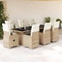 Set de mesa y sillas de jardín 5 pzas y cojines ratán PE beige en Conjuntos de jardín | Comprar online en Foru.es