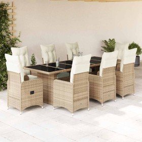 Set de mesa y sillas de jardín 5 pzas y cojines ratán PE beige en Conjuntos de jardín | Comprar online en Foru.es