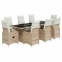 Set de mesa y sillas de jardín 5 pzas y cojines ratán PE beige en Conjuntos de jardín | Comprar online en Foru.es