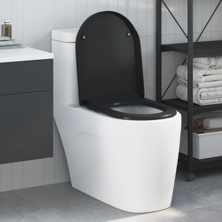Asiento de Inodoro de Liberación Rápida con Cierre Suave Duroplast Negro de de , Asientos de inodoros y bidés - Ref: Foro24-4...