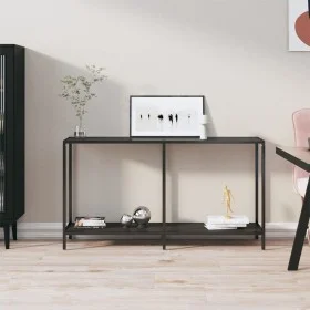 Mesa de consola vidrio templado negro 140x35x75,5 cm de vidaXL, Mesas auxiliares - Ref: Foro24-331695, Precio: 96,23 €, Descu...