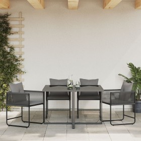 sillas de jardín con cojines 4 pcs Rattan Poliéster Negro de , Sillas de jardín - Ref: Foro24-42003027, Precio: 224,14 €, Des...