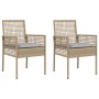 sillas de jardín 2 pcs con cojines beige de ratán sintético de , Sillas de jardín - Ref: Foro24-42003448, Precio: 115,25 €, D...