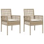 sillas de jardín 2 pcs con cojines beige de ratán de , Sillas de jardín - Ref: Foro24-42003449, Precio: 114,72 €, Descuento: %