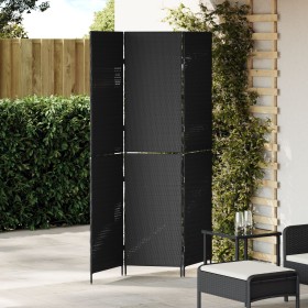 Biombo de 3 paneles plegable negro 146x180 cm de poliratán de , Divisores de ambientes - Ref: Foro24-42003668, Precio: 101,42...