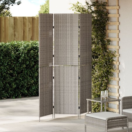 Divisor de habitación 3 paneles plegable gris 147x180 cm ratán polipropileno de , Divisores de ambientes - Ref: Foro24-420036...