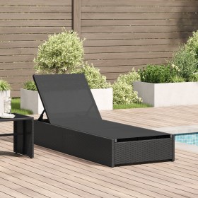Tumbona Negra 60x200x27 cm de Ratán Sintético de , Tumbonas - Ref: Foro24-42004125, Precio: 174,00 €, Descuento: %