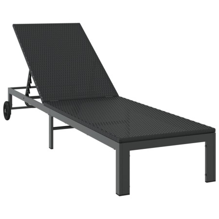 Tumbona con Ruedas Negra de Poliratán de , Tumbonas - Ref: Foro24-42004129, Precio: 150,49 €, Descuento: %