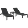 Tumbonas 2 pcs con ruedas y mesa negro de poliratán de , Tumbonas - Ref: Foro24-42004131, Precio: 264,18 €, Descuento: %