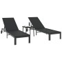 Tumbonas 2 pcs con ruedas y mesa negro de poliratán de , Tumbonas - Ref: Foro24-42004131, Precio: 264,18 €, Descuento: %
