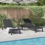 Tumbonas 2 pcs con ruedas y mesa negro de poliratán de , Tumbonas - Ref: Foro24-42004131, Precio: 264,18 €, Descuento: %
