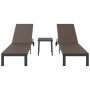 Tumbonas 2 pcs con Ruedas y Mesa Marrón Poliratán de , Tumbonas - Ref: Foro24-42004130, Precio: 266,54 €, Descuento: %