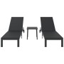 Tumbonas 2 pcs con ruedas y mesa negro de poliratán de , Tumbonas - Ref: Foro24-42004131, Precio: 264,18 €, Descuento: %