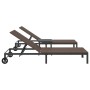 Tumbonas 2 pcs con Ruedas y Mesa Marrón Poliratán de , Tumbonas - Ref: Foro24-42004130, Precio: 266,54 €, Descuento: %