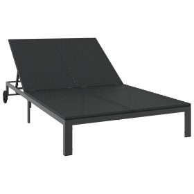 Tumbona con cojines y ruedas para 2 personas, Negro, Poliratán de , Tumbonas - Ref: Foro24-42004133, Precio: 200,06 €, Descue...