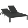 Tumbona con cojines y ruedas para 2 personas, Negro, Poliratán de , Tumbonas - Ref: Foro24-42004133, Precio: 200,06 €, Descue...