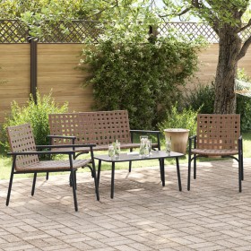 Set de café para exteriores de 4 piezas en ratán y acero marrón de , Conjuntos de jardín - Ref: Foro24-42004145, Precio: 273,...