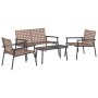 Set de café para exteriores de 4 piezas en ratán y acero marrón de , Conjuntos de jardín - Ref: Foro24-42004145, Precio: 273,...