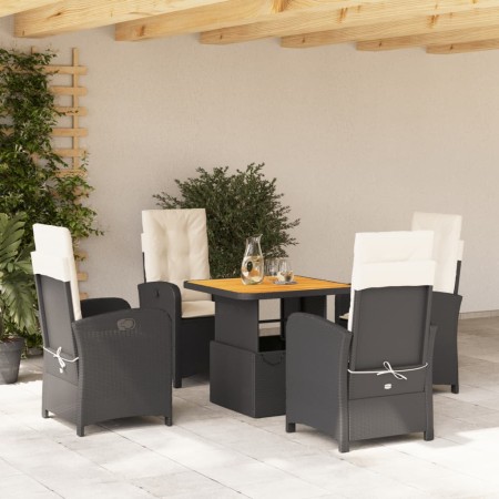 Set de muebles jardín 5 pzas con cojines ratán sintético negro en Conjuntos de jardín | Comprar online en Foru.es