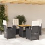 Set de muebles jardín 5 pzas con cojines ratán sintético negro en Conjuntos de jardín | Comprar online en Foru.es