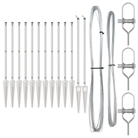 Juego de postes de cerca Conjunto de 13 Plata Acero galvanizado de , Postes de cerca - Ref: Foro24-42004267, Precio: 132,70 €...