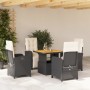 Set de muebles jardín 5 pzas con cojines ratán sintético negro en Conjuntos de jardín | Comprar online en Foru.es