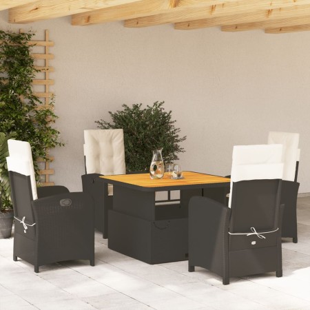 Set de muebles jardín 5 pzas con cojines ratán sintético negro en Conjuntos de jardín | Comprar online en Foru.es