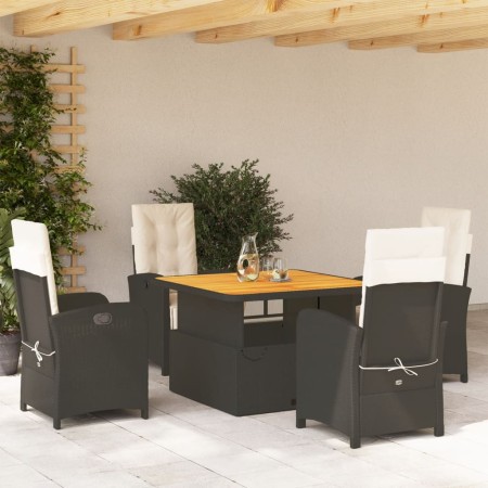 Set de muebles jardín 5 pzas con cojines ratán sintético negro en Conjuntos de jardín | Comprar online en Foru.es