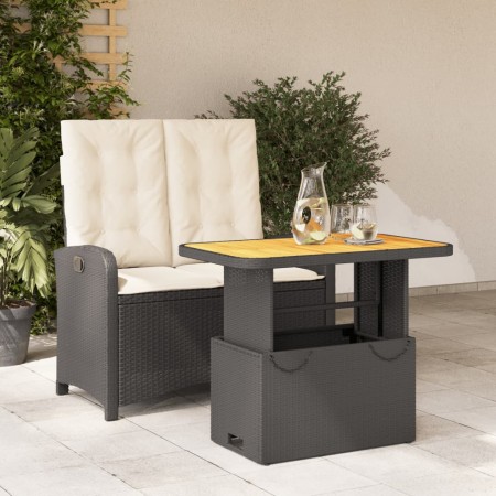 Set comedor de jardín 2 pzas con cojines ratán sintético negro en Conjuntos de jardín | Comprar online en Foru.es