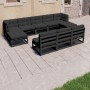 Set de muebles de jardín 8 pzas con cojines madera pino negro de vidaXL, Conjuntos de jardín - Ref: Foro24-3077148, Precio: 9...