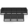 Set de muebles de jardín 8 pzas con cojines madera pino negro de vidaXL, Conjuntos de jardín - Ref: Foro24-3077148, Precio: 9...