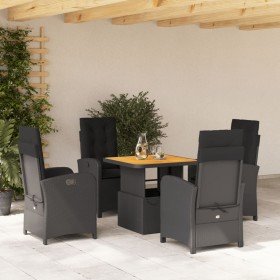 Set de muebles jardín 5 pzas con cojines ratán sintético negro en Conjuntos de jardín | Comprar online en Foru.es