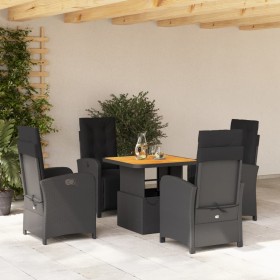 Set de muebles jardín 5 pzas con cojines ratán sintético negro en Conjuntos de jardín | Comprar online en Foru.es