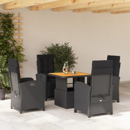 Set de muebles jardín 5 pzas con cojines ratán sintético negro en Conjuntos de jardín | Comprar online en Foru.es