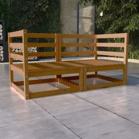 Sofá de jardín de 2 plazas marrón miel madera maciza de pino de vidaXL, Sofás de exterior - Ref: Foro24-3075247, Precio: 127,...