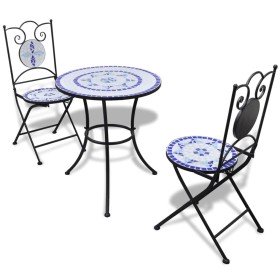 Set de mesa y sillas de jardín 3 pzas con mosaico azul y blanco en Conjuntos de jardín | Comprar online en Foru.es