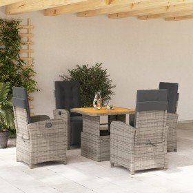 Set comedor de jardín 5 piezas con cojines ratán sintético gris en Conjuntos de jardín | Comprar online en Foru.es