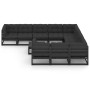 Set de muebles de jardín 11 pzas con cojines madera pino negro de vidaXL, Conjuntos de jardín - Ref: Foro24-3077053, Precio: ...