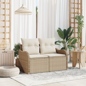 Sofá de jardín de 2 plazas con almacenamiento y cojines Beige Ratán de , Sofás de exterior - Ref: Foro24-42006726, Precio: 19...