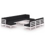 Set de muebles de jardín 11 pzas con cojines madera pino blanco de vidaXL, Conjuntos de jardín - Ref: Foro24-3077150, Precio:...