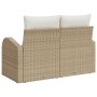 Sofá de jardín de 2 plazas con almacenamiento y cojines de ratán beige y crema de , Sofás de exterior - Ref: Foro24-42006746,...