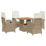 Set comedor de jardín 5 pzas con cojines ratán sintético beige en Conjuntos de jardín | Comprar online en Foru.es