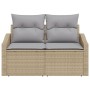Sofá de jardín para 2 personas con cojines beige de poliratán de , Sofás de exterior - Ref: Foro24-42006775, Precio: 174,58 €...