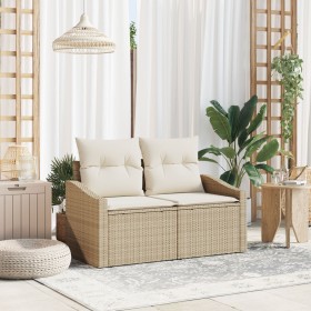 Sofá de jardín de 2 plazas con cojines Beige de ratán sintético de , Sofás de exterior - Ref: Foro24-42006776, Precio: 176,55...